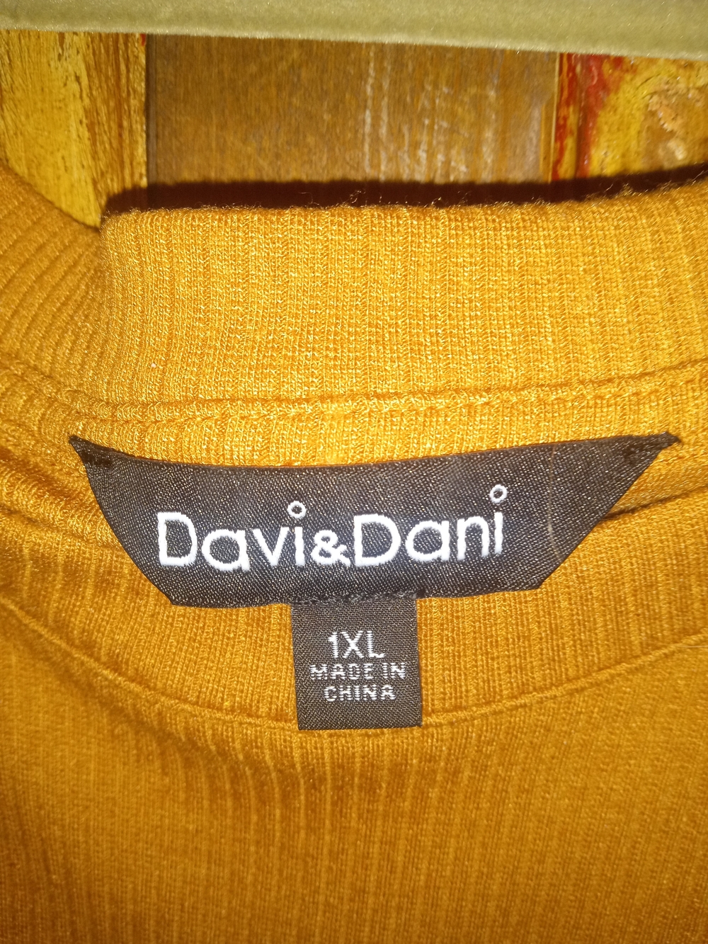 DAVI & DANI Rust Tunic with Sequin Peace Sign and Multicolor Patterned Sleeves - Picture 2 of 7